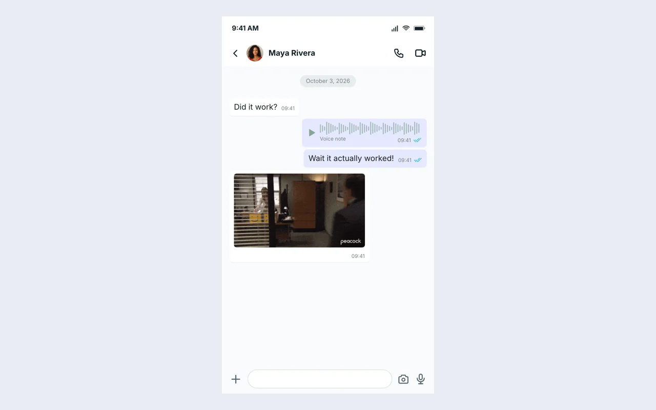 Actual messaging conversation screenshot example exported from this editor