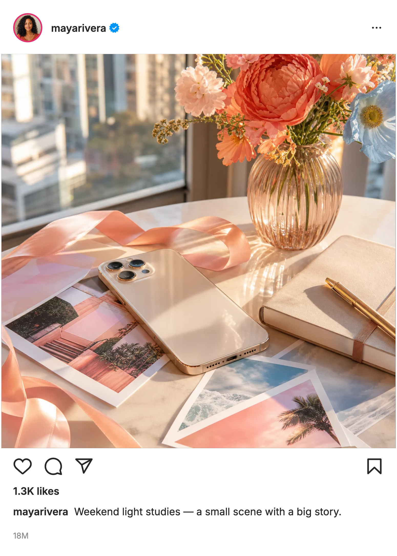 Fake Instagram Post example with the same text and details shown alongside