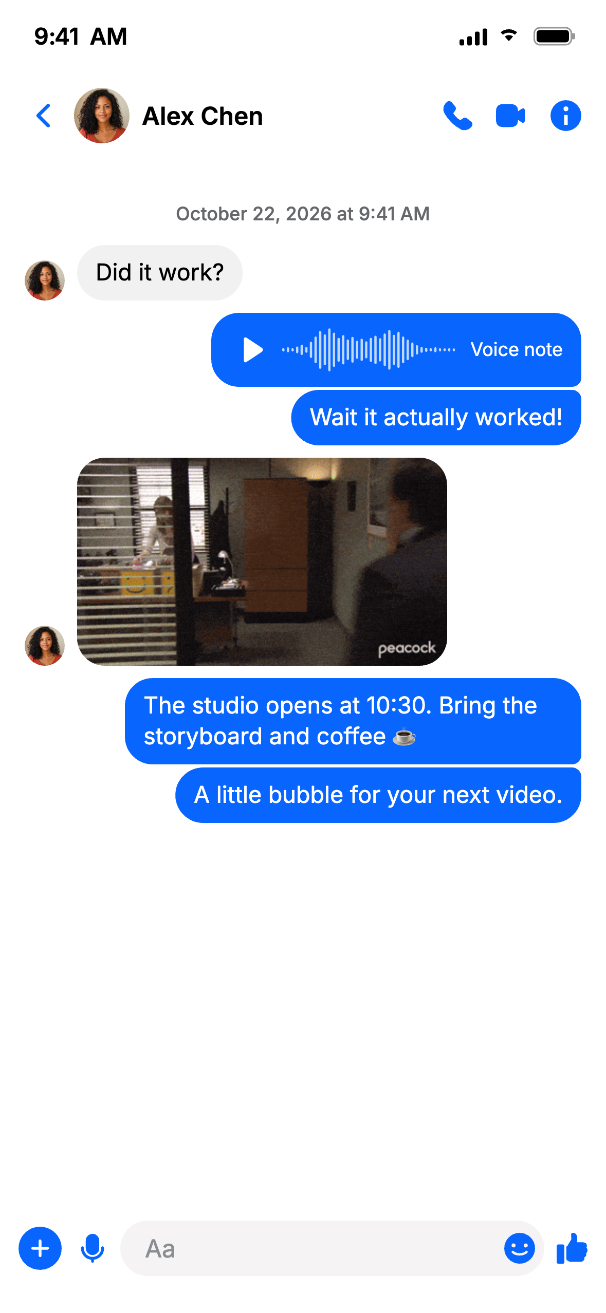 Fake Messenger example with the same text and details shown alongside