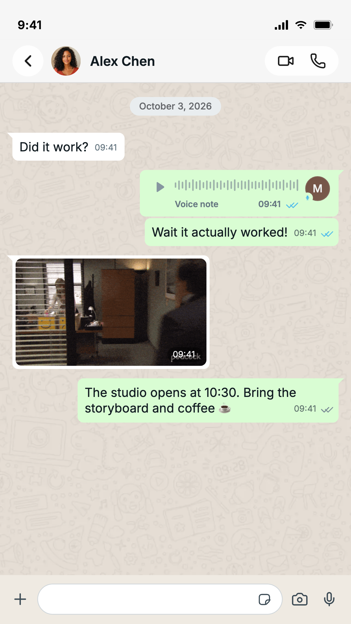 Fake Chat example with the same text and details shown alongside