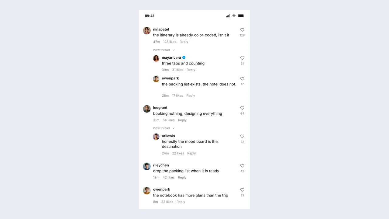 Instagram Comment Generator example: a finished fictional comments scene