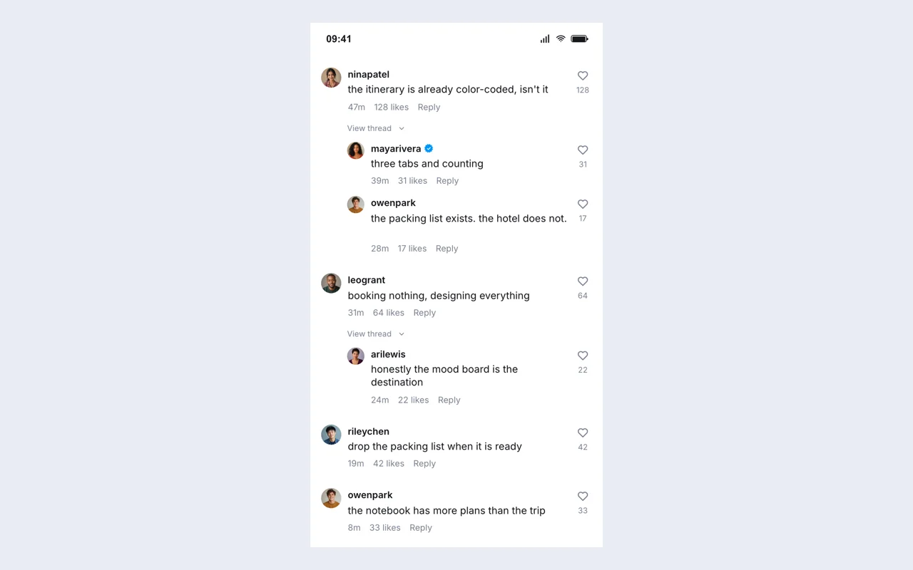 Actual Instagram comment section example exported from this editor