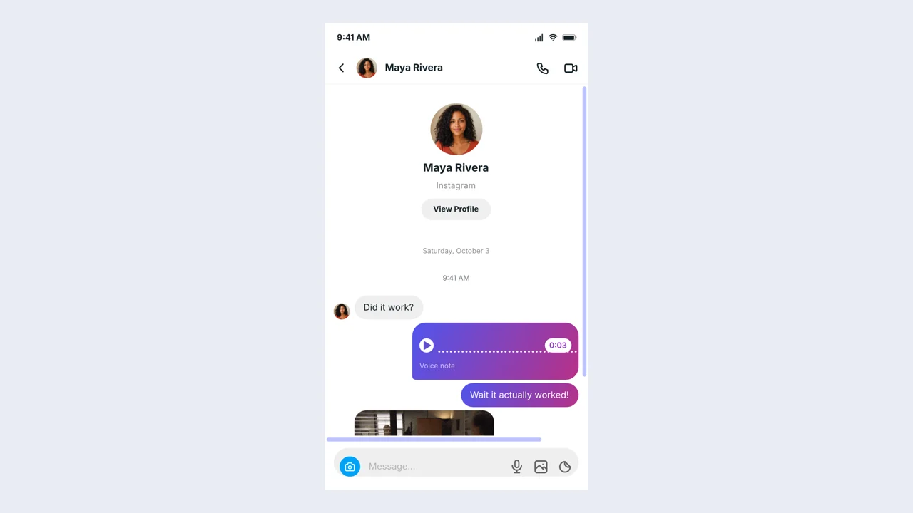 Instagram Fake Chat example: a finished fictional chat scene