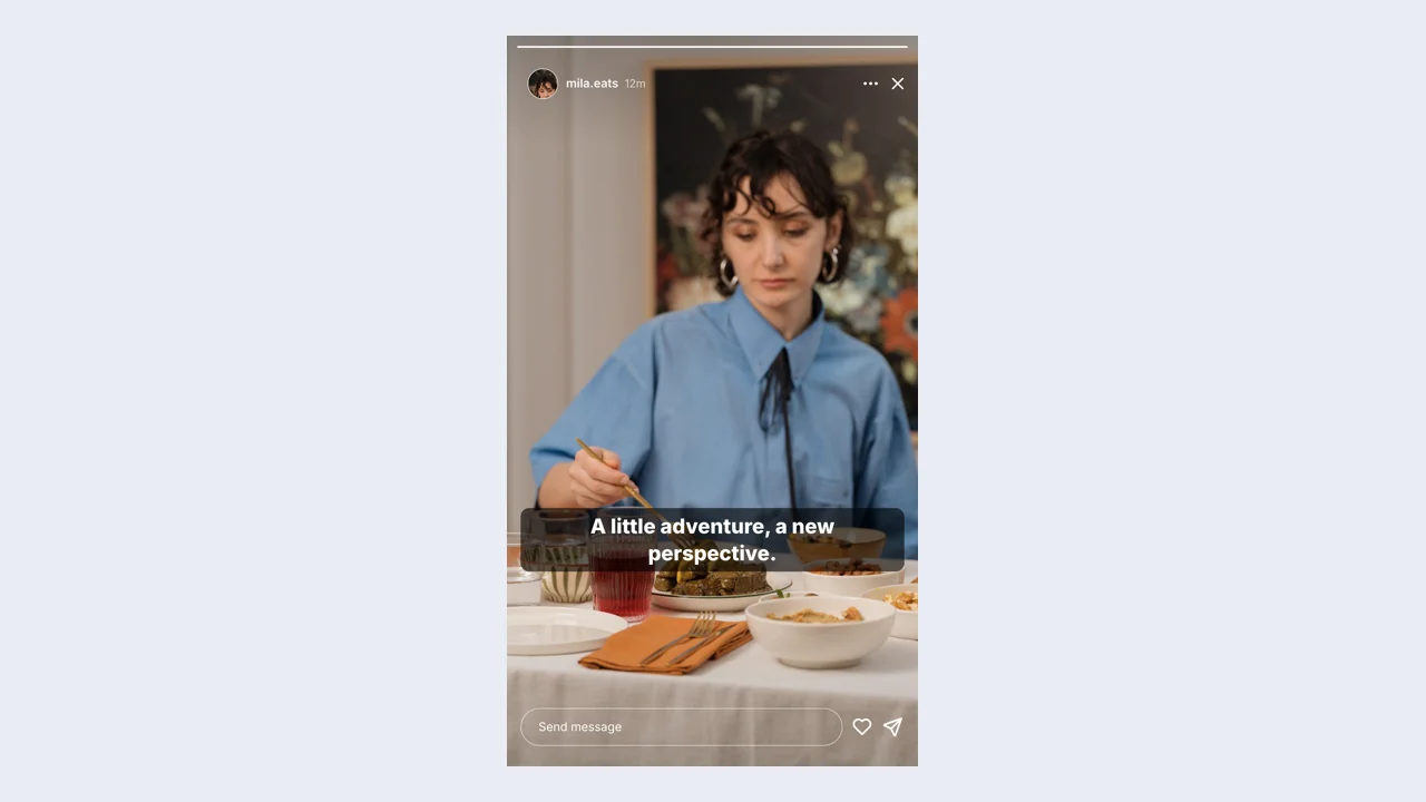 Fake IG Story example: a finished fictional story scene