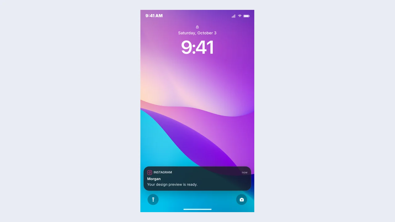 Notification Generator example: a finished fictional notification scene