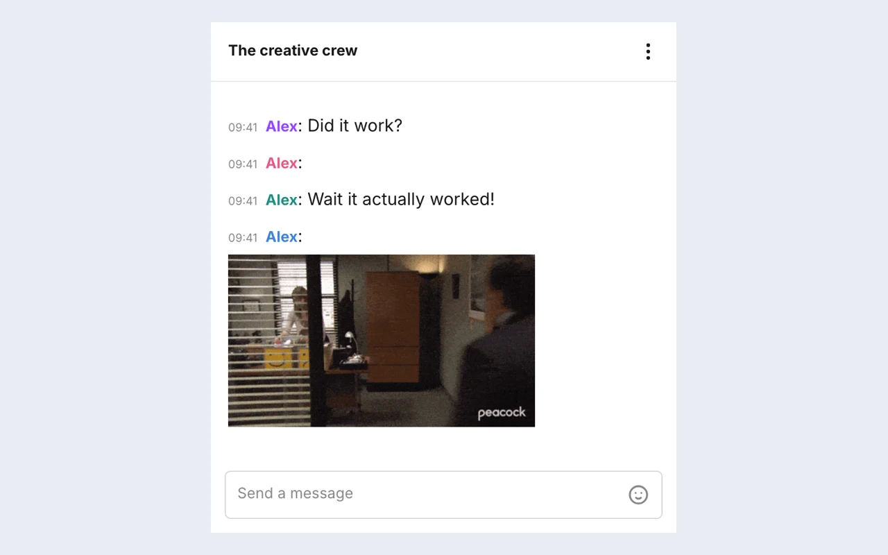 Actual Twitch-style live chat overlay example exported from this editor