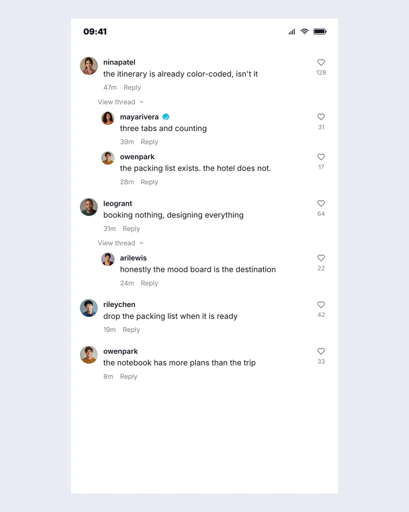 Example TikTok comment sheet with editable fictional content