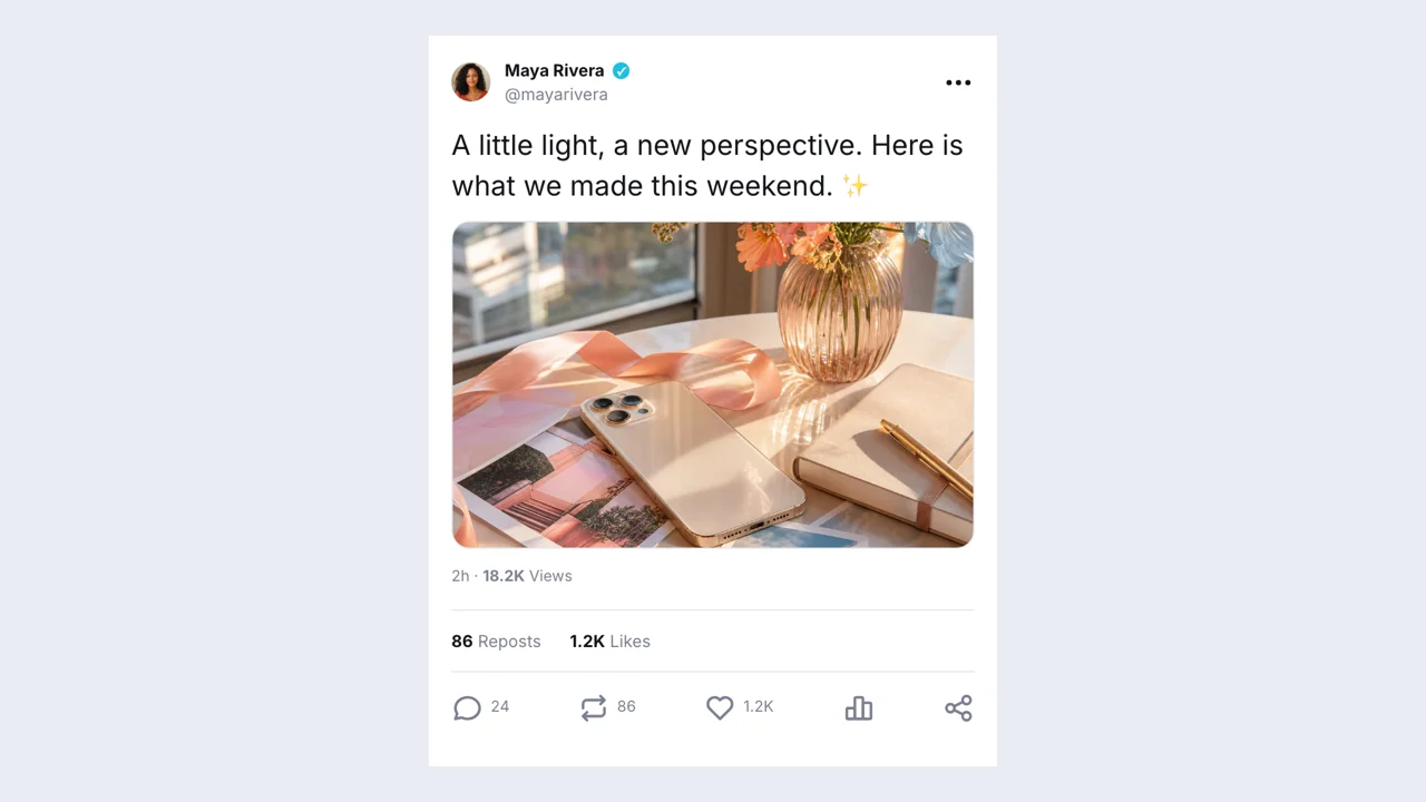 Fake Twitter Post example: a finished fictional post scene
