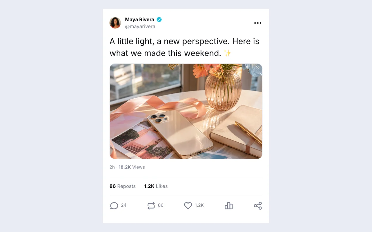Actual X / Twitter post screenshot example exported from this editor